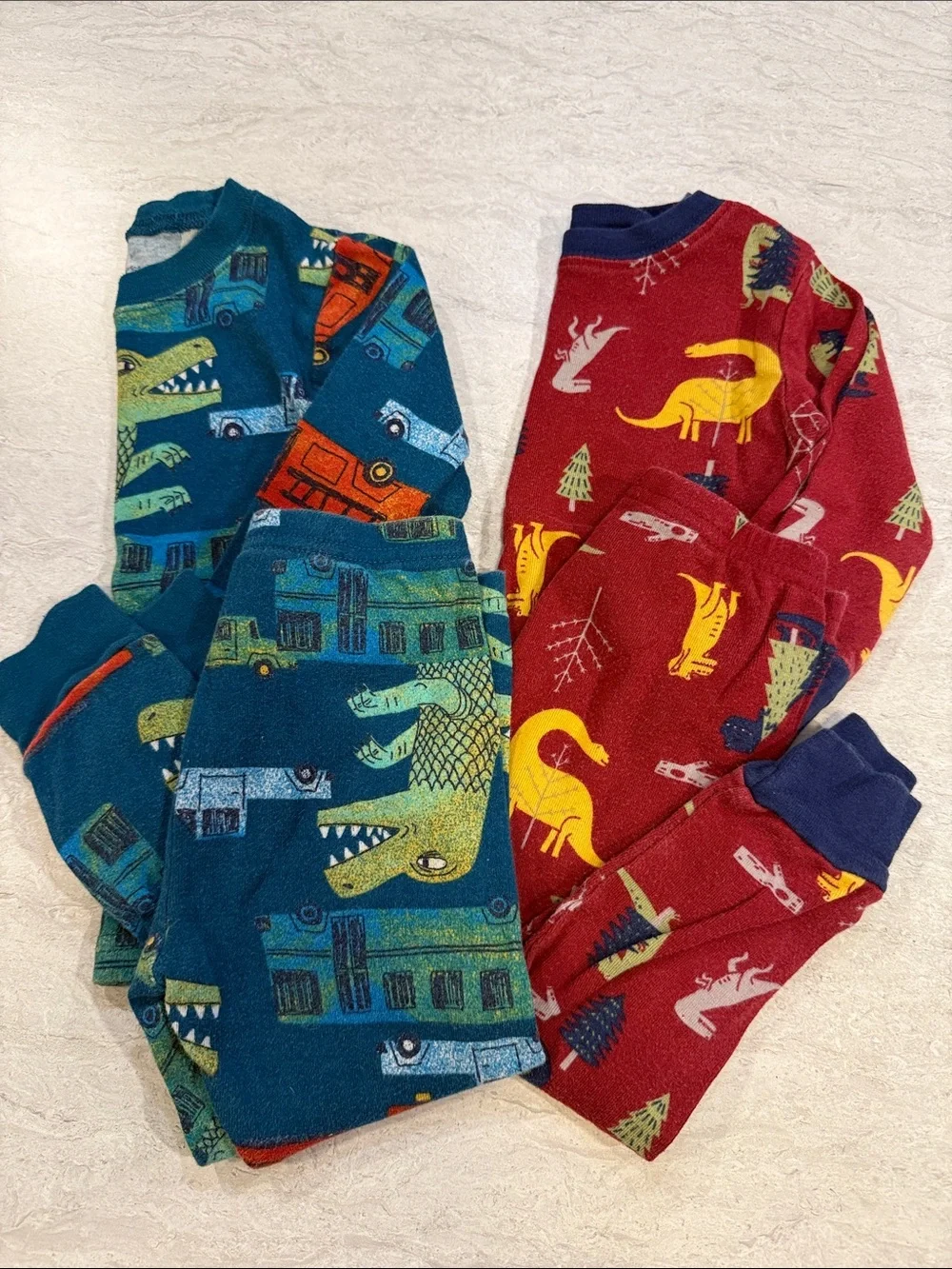 Carter's Blue Teal & Red Dinosaur Pajama Set